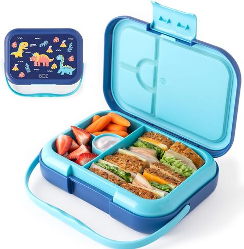 BOZ Bento Box for Kids - Kids Bento Lunch Box for Ages 3 to 7 – Toddler Lunch Box for Daycare – Leak Proof 4 Compartments Kids Lunch Container – Dishwasher Safe Kids Bento Box – Dinosaur Lunch Box in Kuwait
