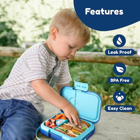 BOZ Bento Box for Kids - Kids Bento Lunch Box for Ages 3 to 7 – Toddler Lunch Box for Daycare – Leak Proof 4 Compartments Kids Lunch Container – Dishwasher Safe Kids Bento Box – Dinosaur Lunch Box in Kuwait