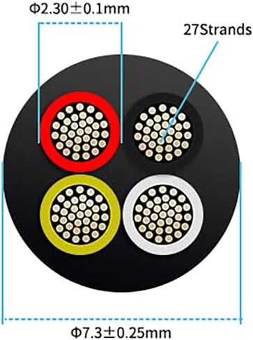 22 Gauge 4 Conductor Electrical Wire 25FT, UL 2464 22 AWG 4 Wire Cable Tinned Copper PVC Stranded 22/4 Core Wire for LED Lighting, Outdoor Low Voltage Extension Cable, Automotive etc. in Kuwait