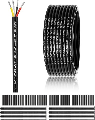 22 Gauge 4 Conductor Electrical Wire 25FT, UL 2464 22 AWG 4 Wire Cable Tinned Copper PVC Stranded 22/4 Core Wire for LED Lighting, Outdoor Low Voltage Extension Cable, Automotive etc. in Kuwait