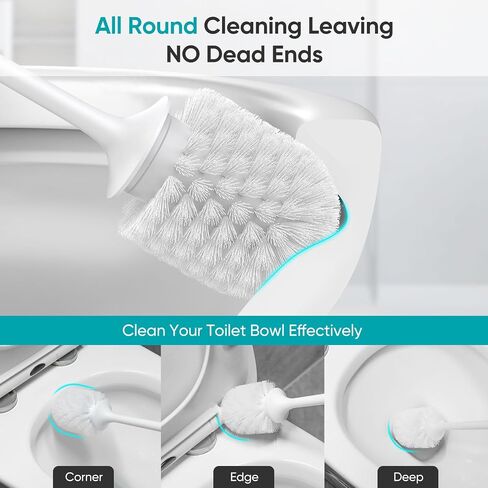 Toilet Brush, ROLIZOE Toilet Brush and Holder Set Drip-Proof for Toilet Deep Cleaning Compact Size Saves Space Toilet Bowl Brushes in Saudi Arabia