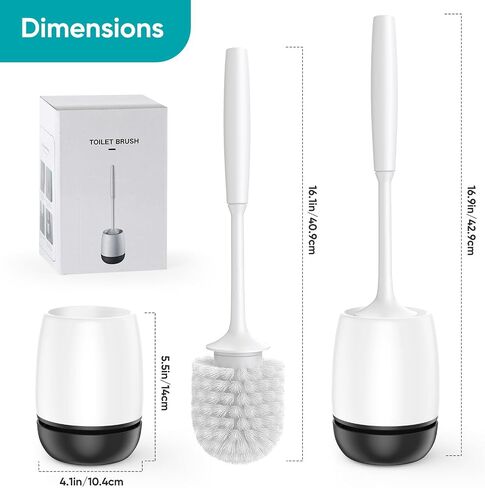 Toilet Brush, ROLIZOE Toilet Brush and Holder Set Drip-Proof for Toilet Deep Cleaning Compact Size Saves Space Toilet Bowl Brushes in Saudi Arabia