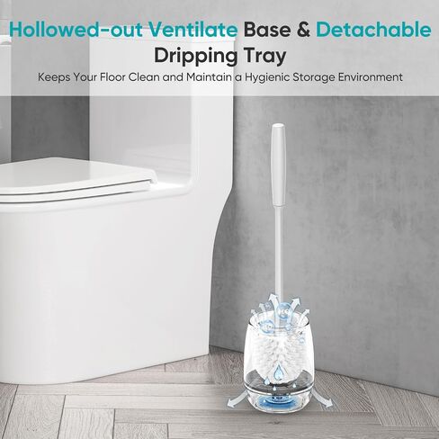 Toilet Brush, ROLIZOE Toilet Brush and Holder Set Drip-Proof for Toilet Deep Cleaning Compact Size Saves Space Toilet Bowl Brushes in Saudi Arabia