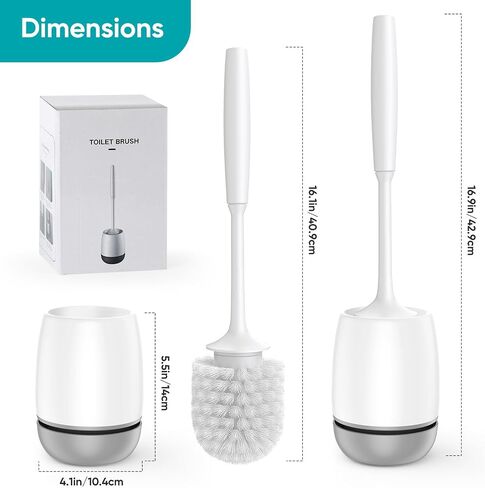 Toilet Brush, ROLIZOE Toilet Brush and Holder Set Drip-Proof for Toilet Deep Cleaning Compact Size Saves Space Toilet Bowl Brushes in Saudi Arabia