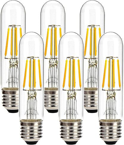 Leadleds 4W لمبة LED أنبوبية Edison Style COB LED لمبة الشعيرة T10، غير قابلة للتعتيم E26 مصباح قاعدة متوسط ​​40 وات لمبة متوهجة تعادل 2700K أبيض دافئ أنيق، 3 عبوات in Saudi Arabia