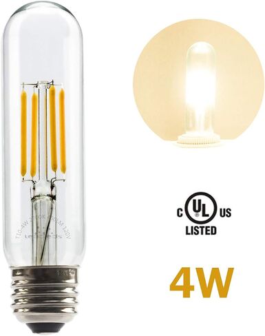 Leadleds 4W لمبة LED أنبوبية Edison Style COB LED لمبة الشعيرة T10، غير قابلة للتعتيم E26 مصباح قاعدة متوسط ​​40 وات لمبة متوهجة تعادل 2700K أبيض دافئ أنيق، 3 عبوات in Saudi Arabia