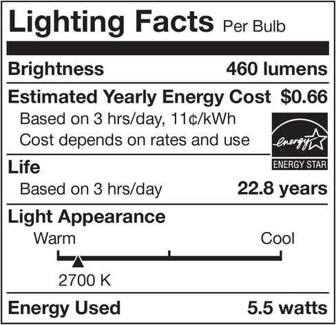 Cree Lighting TA19-04530MDFH25-12DE26-1-12 6-1-12 A19 40W لمبة LED مكافئة (خافتة) 460 لومن أبيض ساطع 3000K، (عبوة من قطعتين) in Kuwait
