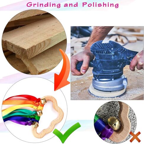 ألعاب الأطفال لعبة شريط حسية - قطعتان من شريط قوس قزح خشخيشة شريط خشبي طبيعي دائرة خشبية لحديثي الولادة لعبة مونتيسوري الحسية هدية للأطفال الرضع والأطفال الصغار in Kuwait