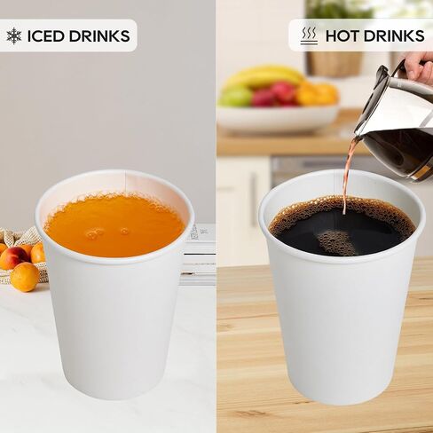 JOLLY PARTY [100 Pack] 12 oz Disposable Paper Coffee Cup with Lids, Hot/Cold Beverage Drinking Cup for Water, Juice, Coffee or Tea, Suitable for Home, Shops and Cafes in Saudi Arabia