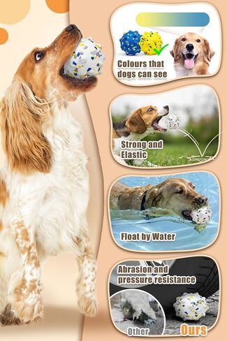 Moonorange Upgrade Dog Balls for Aggressive Chewers, Indestructible Dog Tennis Balls, Durable Bouncy Dog Toy Balls, Dog Balls for Teething, Interactive Dog Toys for Fetch Game (4 Large Balls) in Saudi Arabia