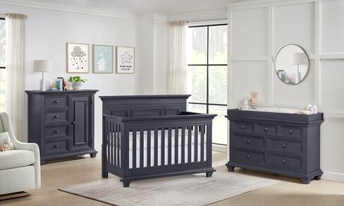 Oxford Baby Weston 4-in-1 Convertible Baby Crib, Midnight Slate, Green Guard Gold Certified in Kuwait
