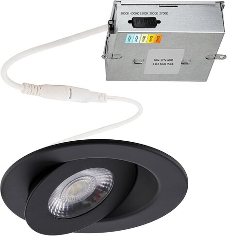 إضاءة WAC، مجموعة Lotos 4in LED مستديرة قابلة للتعديل 5-CCT قابلة للتحديد 2700K-3000K-3500K-4000K-5000K باللون الأبيض in Saudi Arabia