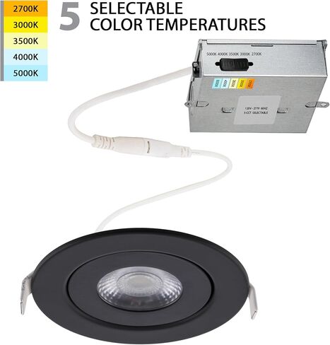 إضاءة WAC، مجموعة Lotos 4in LED مستديرة قابلة للتعديل 5-CCT قابلة للتحديد 2700K-3000K-3500K-4000K-5000K باللون الأبيض in Saudi Arabia