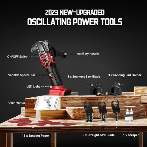 Cordless Oscillating Tool for Dewalt 20V Battery, Brushless-Motor Tool with Auxiliary Handle, 6 Variable Speed Oscillating Multi-Tool for Scraping, Sanding,Cutting Wood(Battery Not Included) in Saudi Arabia