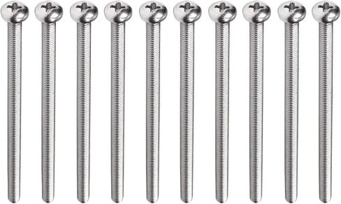 Bettomshin 10Pcs Pan Head Machine Screws, M4 x 75mm Phillips Drive Cross Head Screws, 304 Stainless Steel Metric Cabinet Door and Drawer Screws Fasteners Bolts, Silver Gray in Saudi Arabia