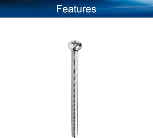 Bettomshin 10Pcs Pan Head Machine Screws, M4 x 75mm Phillips Drive Cross Head Screws, 304 Stainless Steel Metric Cabinet Door and Drawer Screws Fasteners Bolts, Silver Gray in Saudi Arabia