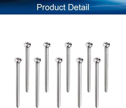 Bettomshin 10Pcs Pan Head Machine Screws, M4 x 75mm Phillips Drive Cross Head Screws, 304 Stainless Steel Metric Cabinet Door and Drawer Screws Fasteners Bolts, Silver Gray in Saudi Arabia