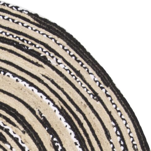 SAFAVIEH Cape Cod Collection 3' Round Black/Ivory CAP209Z Handmade Braided Jute & Cotton Area Rug in Saudi Arabia