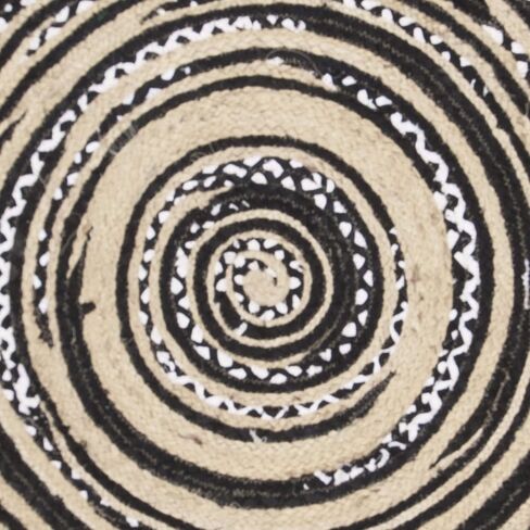 SAFAVIEH Cape Cod Collection 3' Round Black/Ivory CAP209Z Handmade Braided Jute & Cotton Area Rug in Saudi Arabia