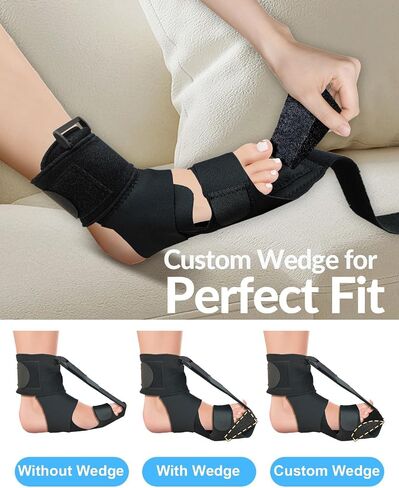 Breathable Plantar Fasciitis Night Splint with Wedge for Sleeping, Adjustable Brace for Foot Drop, Achilles Tendonitis and Heel Pain, Comfortable Arch Support Sock for Women/ Men, One Size Fits Most in Saudi Arabia