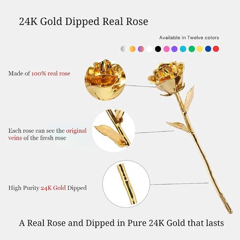 24K Gold Dipped Rose, 11'' High, Real Sky Blue Rose, Anniversary & Valentine's Day Gift for Her, Elegant Decor in Saudi Arabia