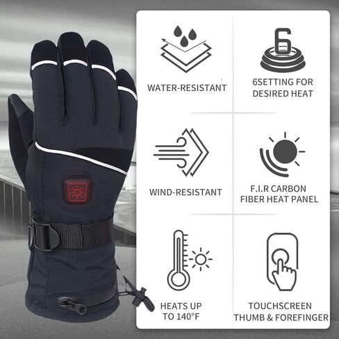 قفازات ستيكرو ساخنة للرجال والنساء، بطارية قابلة لإعادة الشحن، جهاز تدفئة الأيدي الكهربائية للدراجات النارية، التزلج، الصيد، العمل في الهواء الطلق في الشتاء البارد، مقاوم للماء، مقاوم للرياح، مزود بشاشة تعمل باللمس in Kuwait