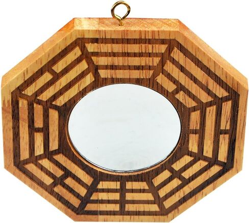 Feng Shui Peach Wood Bagua Mirrors Pakua 4 Inch W Red String Bracelet (Concave) in Saudi Arabia