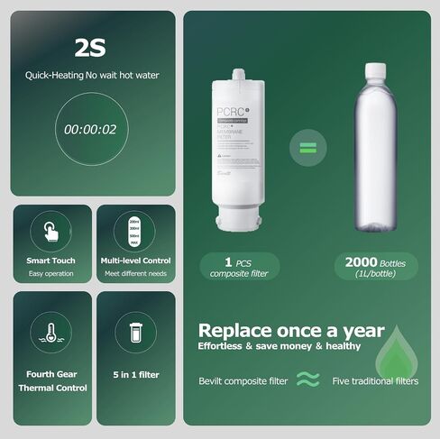 100GPD Countertop Reverse Osmosis Water Filtration System,3:1 Pure to Drain,Instant Hot RO Water Dispenser with UV，4 Temperature Options, Plug and Play in Saudi Arabia