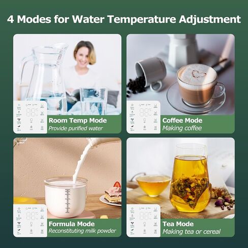 100GPD Countertop Reverse Osmosis Water Filtration System,3:1 Pure to Drain,Instant Hot RO Water Dispenser with UV，4 Temperature Options, Plug and Play in Saudi Arabia