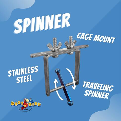 Busy Bird | Spinner Bird Toy with Traveling Spinner - 100% Metal, Ultimate Brain Teaser and Mind Game for Medium to Extra Large Birds (Stainless Steel) in Saudi Arabia