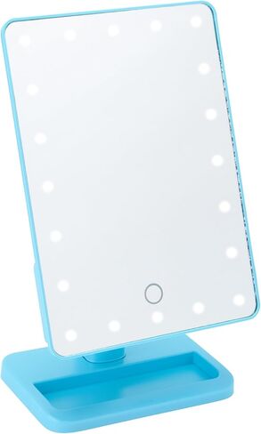 Bliss Makeup Mirror - Compact Mirror with Lights and Bluetooth Speakers - Rechargeable Durable Makeup Mirror, Light Blue in Saudi Arabia