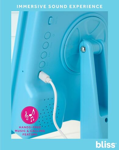 Bliss Makeup Mirror - Compact Mirror with Lights and Bluetooth Speakers - Rechargeable Durable Makeup Mirror, Light Blue in Saudi Arabia