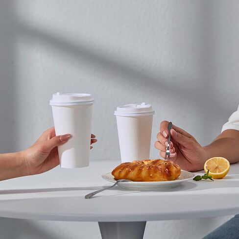 JOLLY PARTY [100 Pack] 12 oz Disposable Paper Coffee Cup with Lids, Hot/Cold Beverage Drinking Cup for Water, Juice, Coffee or Tea, Suitable for Home, Shops and Cafes in Saudi Arabia