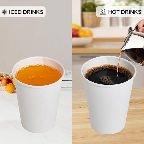 JOLLY PARTY [100 Pack] 12 oz Disposable Paper Coffee Cup with Lids, Hot/Cold Beverage Drinking Cup for Water, Juice, Coffee or Tea, Suitable for Home, Shops and Cafes in Saudi Arabia