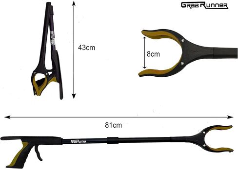 32 inch FDA Registered GrabRunner Folding Reacher Grabber Tool with Strong Magnetic and Swivel Head (Yellow Shoehorn) in Saudi Arabia