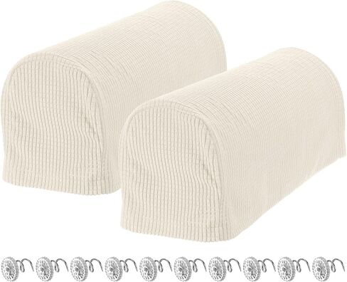 uxcell Stretch Armrest Covers Armchair Anti-Slip for Chairs Sofas Couch Arm Covers Recliner Sofa 1 Set w/Twist Pins(White) in Saudi Arabia
