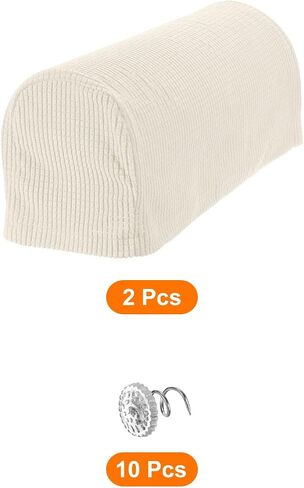 uxcell Stretch Armrest Covers Armchair Anti-Slip for Chairs Sofas Couch Arm Covers Recliner Sofa 1 Set w/Twist Pins(White) in Saudi Arabia
