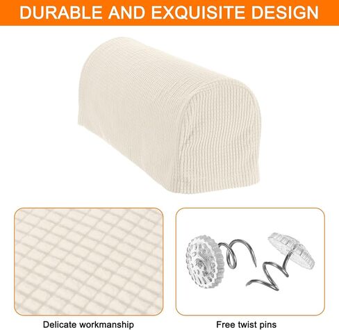uxcell Stretch Armrest Covers Armchair Anti-Slip for Chairs Sofas Couch Arm Covers Recliner Sofa 1 Set w/Twist Pins(White) in Saudi Arabia