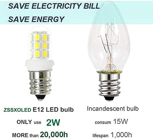C7 E12 LED لمبات الملح استبدال المصباح الكهربائي لمصابيح الملح الهيمالايا 15W، مصابيح الإضاءة الليلية، الثريات، مصابيح C7 LED، 3000K 2Pack in Kuwait