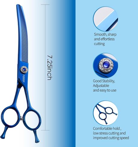 FOGOSP Curved Thinning Shears 7'' Chunker Shears Japan 440C Stainless Steel Professional Dog Scissors for Grooming Small Medium Pet 75% Thinning Rate(BLACK) in Kuwait