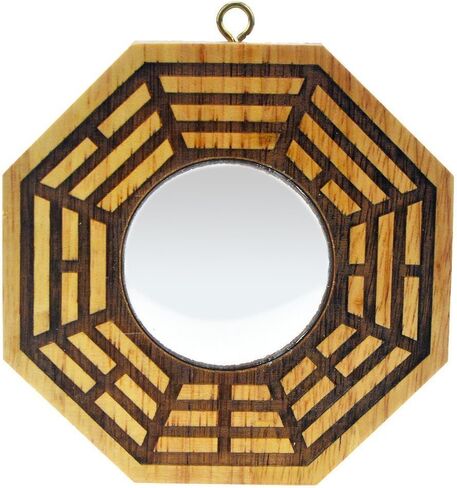 Feng Shui Peach Wood Bagua Mirrors Pakua 4 Inch W Red String Bracelet (Concave) in Saudi Arabia