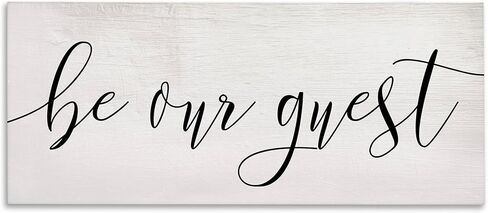 Stupell Industries Be Our Guest Script White Wood Look Typography Wall Art, 7x17, Multicolor in Kuwait