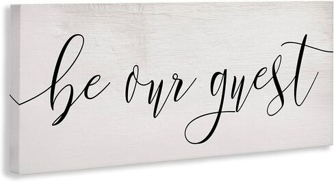 Stupell Industries Be Our Guest Script White Wood Look Typography Wall Art, 7x17, Multicolor in Kuwait
