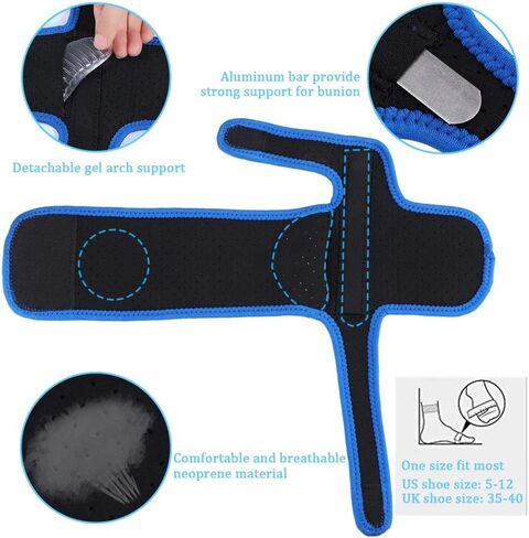 Bunion Corrector, Big Toe Straightener Arch Support Stretchable Breathable Neoprene Material for Correct Flat Feet Plantar Fasciitis, High Arches in Kuwait