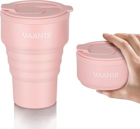 كوب سفر قابل للطي سعة 16 أونصة من VAANTJI للأنشطة الخارجية والداخلية والسفر والتخييم واليوجا ويحمل المشروبات الساخنة والباردة (أكسفورد-أزرق) in Kuwait