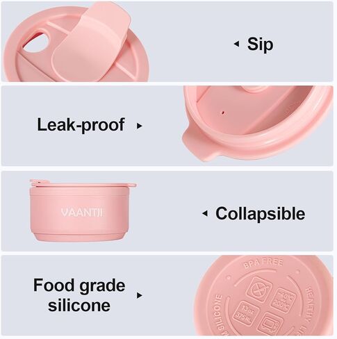 كوب سفر قابل للطي سعة 16 أونصة من VAANTJI للأنشطة الخارجية والداخلية والسفر والتخييم واليوجا ويحمل المشروبات الساخنة والباردة (أكسفورد-أزرق) in Kuwait