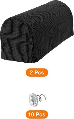 uxcell Stretch Armrest Covers Armchair Anti-Slip for Chairs Sofas Couch Arm Covers Recliner Sofa 1 Set w/Twist Pins(White) in Saudi Arabia
