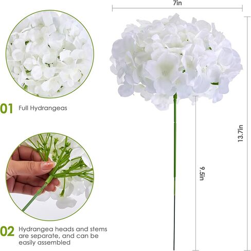 مجموعة رؤوس زهور حرير كوبية بيضاء من AVIVIHO مكونة من 10 زهور كوبية بيضاء كاملة اصطناعية مع سيقان لحفلات الزفاف والمنزل والحفلات وديكور حمام الطفل in Kuwait