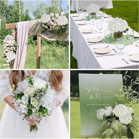 مجموعة رؤوس زهور حرير كوبية بيضاء من AVIVIHO مكونة من 10 زهور كوبية بيضاء كاملة اصطناعية مع سيقان لحفلات الزفاف والمنزل والحفلات وديكور حمام الطفل in Kuwait