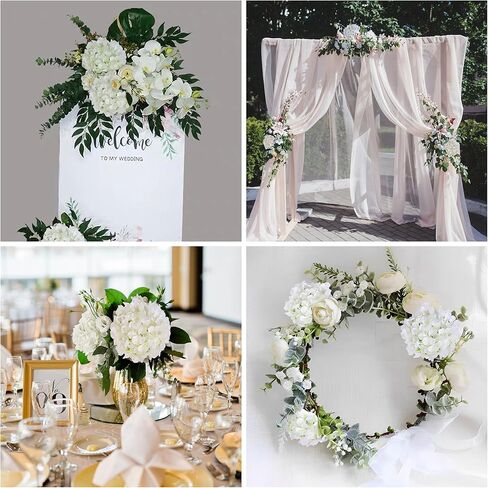 مجموعة رؤوس زهور حرير كوبية بيضاء من AVIVIHO مكونة من 10 زهور كوبية بيضاء كاملة اصطناعية مع سيقان لحفلات الزفاف والمنزل والحفلات وديكور حمام الطفل in Kuwait